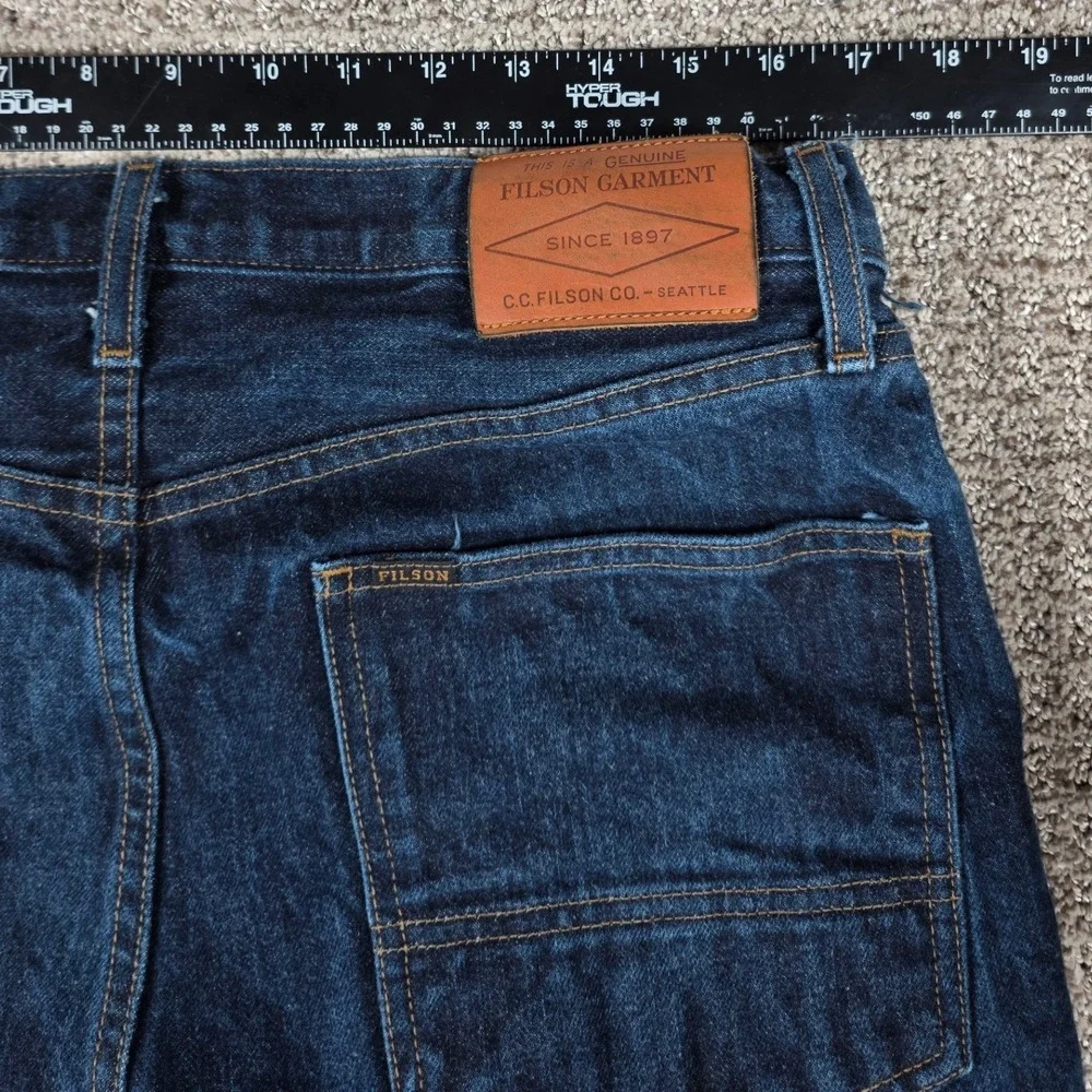 Filson Mens Jeans 34x34 Raw Indigo Made‎ in USA Denim Straight Leg Medium Wash